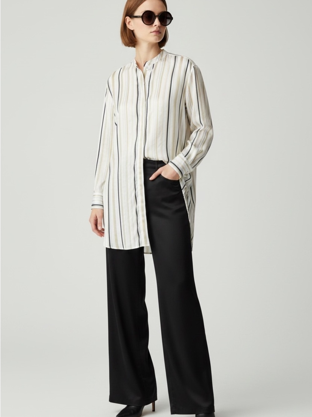 Etro 100% silk Cream Striped button-down blouse top
